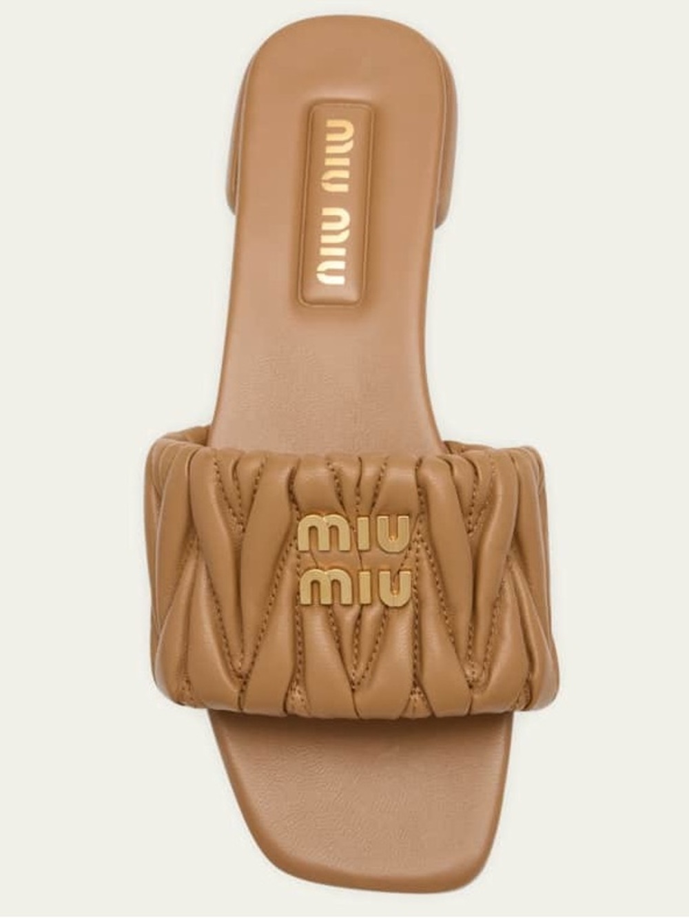 Miu Miu quilted leather logo slide sandals